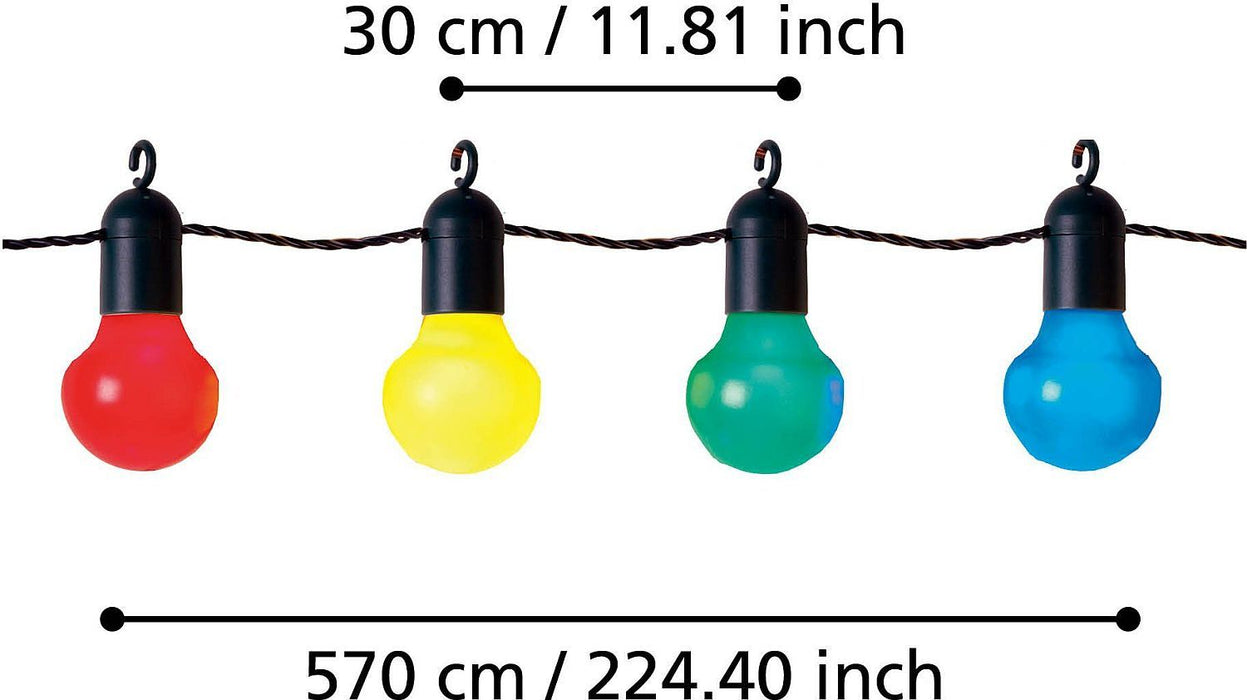 LED светеща верига Eglo - Frosolone, 20 броя, IP44, 5.7 m, цветна
