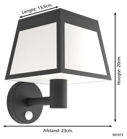 LED соларен аплик Eglo - Altilia, 7.5W, 800lm, 3000K, IP44, черен/бял