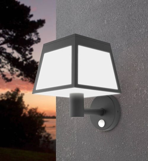 LED соларен аплик Eglo - Altilia, 7.5W, 800lm, 3000K, IP44, черен/бял