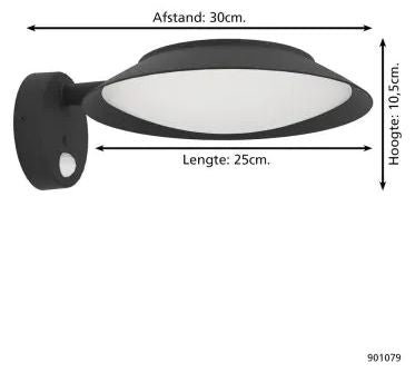LED соларен аплик Eglo - Cerrisi, 7W, 800lm, IP65, черно/бял