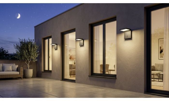 LED соларен аплик Eglo - Spiante, 6W, 800lm, 4000K, IP44, черен
