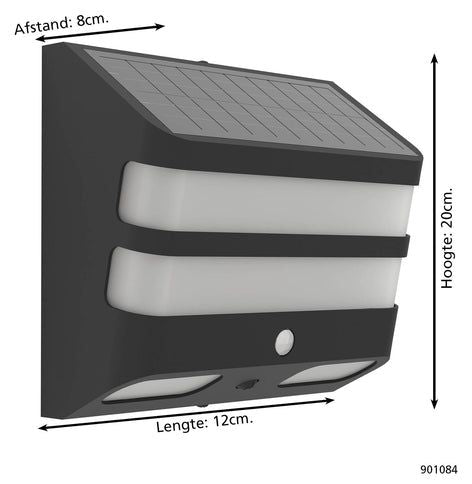 Соларна LED лампа Eglo - Stiappa, 6W, 800lm, 4000K, IP44, черно/бяла