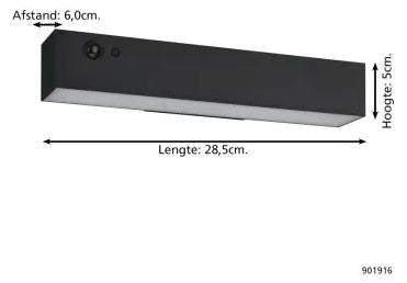 LED соларен аплик Eglo - Voscari, 8W, 932lm, 4000K, IP54, антрацит