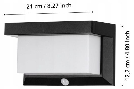 Соларна LED лампа Eglo - Utrera, 800lm, със сензор за движение, IP44, черна