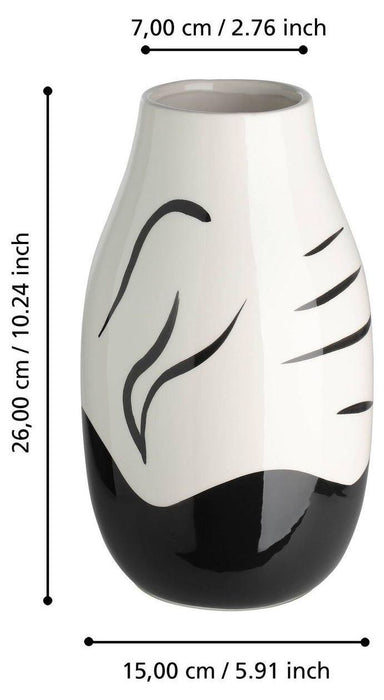 Керамична ваза Eglo - Yuzawa, 26 cm, Ø15 cm, черна/бяла