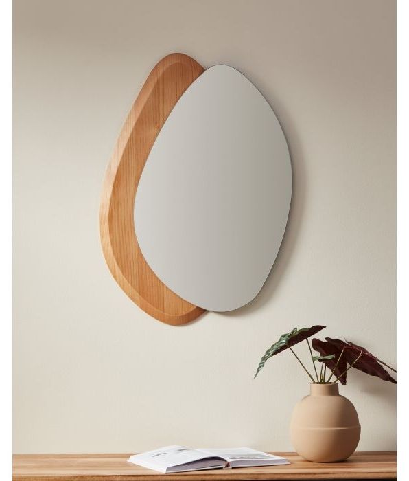 Огледало Eglo - Lioma, 46 x 2 x 68 cm, дъб, с дървена основа