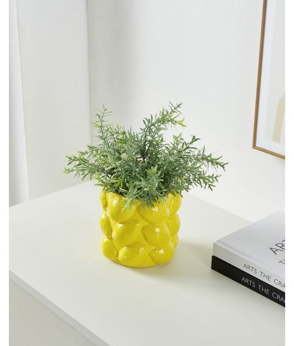 Керамична кашпа Eglo - Dati, 12 cm, Ø13 cm, жълта
