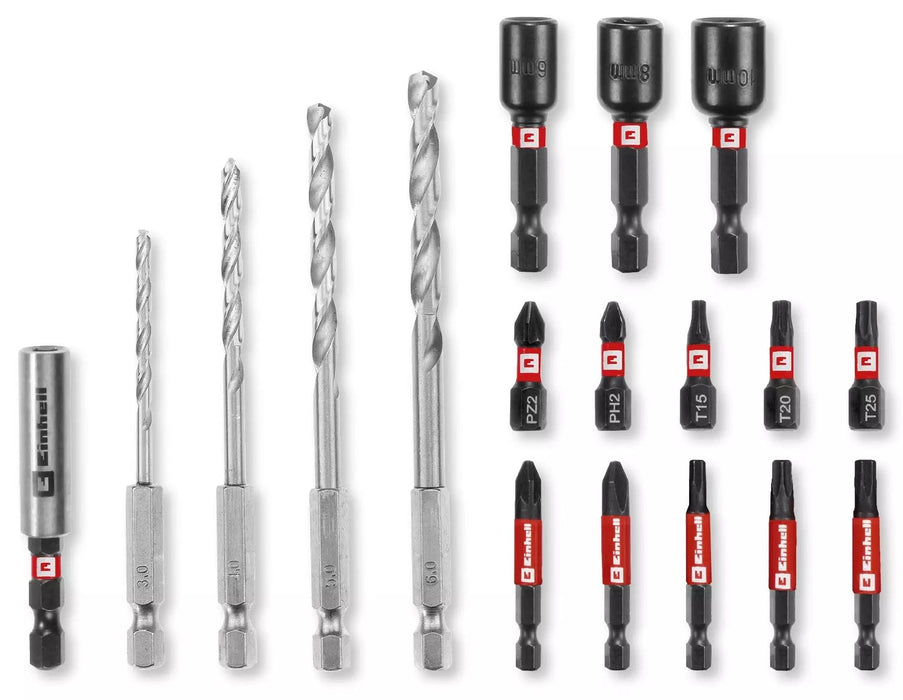 Комплект ударни свредла и битове Einhell - S-Case, 18 части, 1/4"