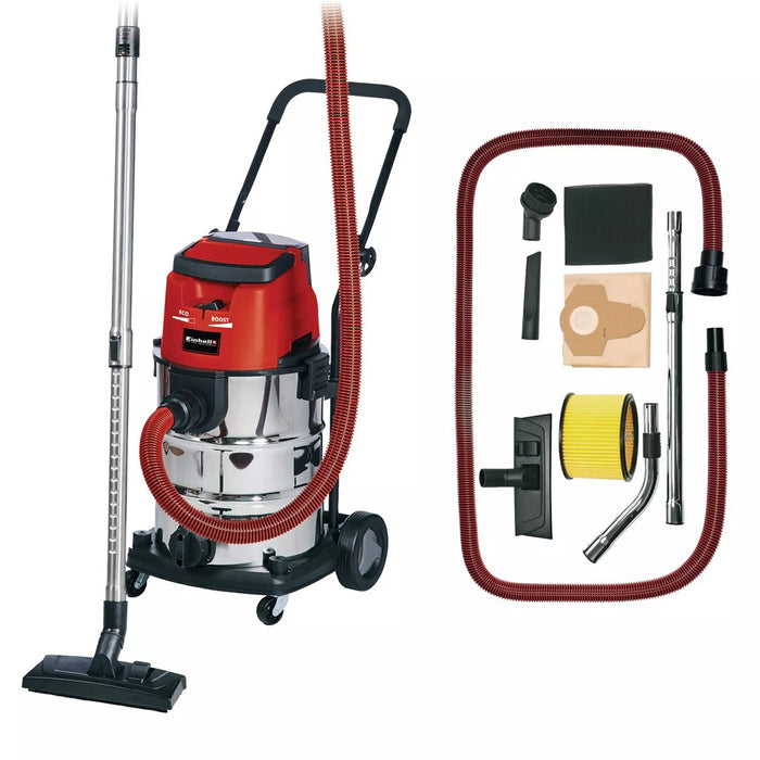 Einhell TE-VC 36/30 Li S-Solo 30 L барабанна прахосмукачка за сухо и мокро почистване с торба за прах