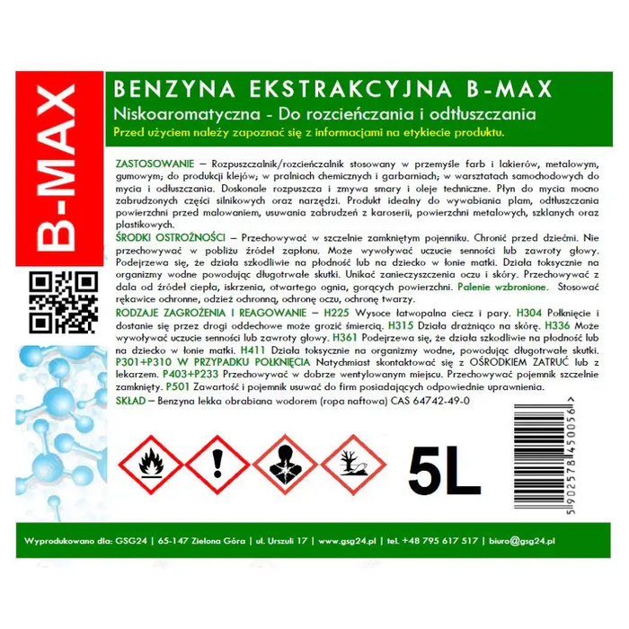 Екстракционен бензин без мирис B-MAX 5l