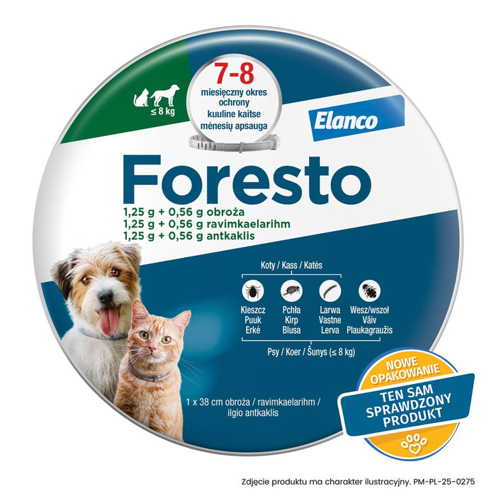 Нашийник ELANCO Foresto за котки и кучета под 8 кг
