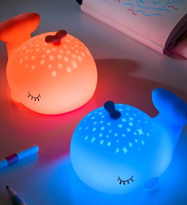 LED нощна лампа elbulgaria - Розов кит, 2.5 W, 3.7 V, USB-C, 3000 K+RGB, 4563 BL