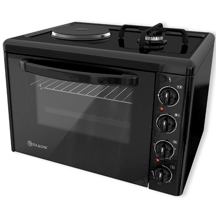 Готварска печка мини Елдом 213VFEN-NEW , 1 ток 1 газ , Черен