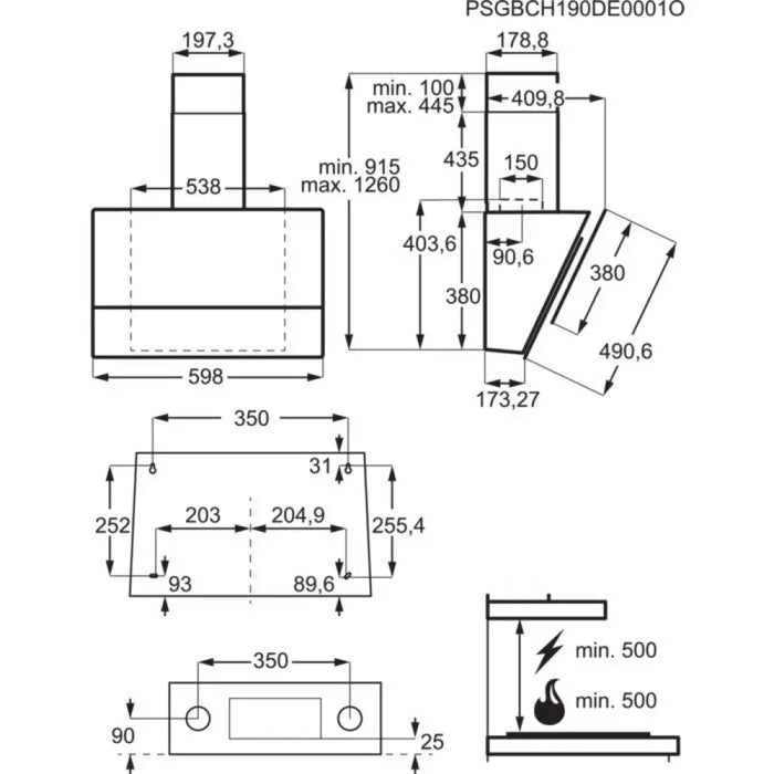 Electrolux LFV616K Стенен Черен 700 m³/h