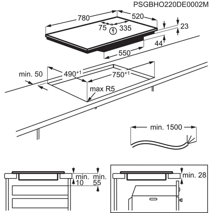 Electrolux Serie 700 EIS82453 Черен Зонален индукционен