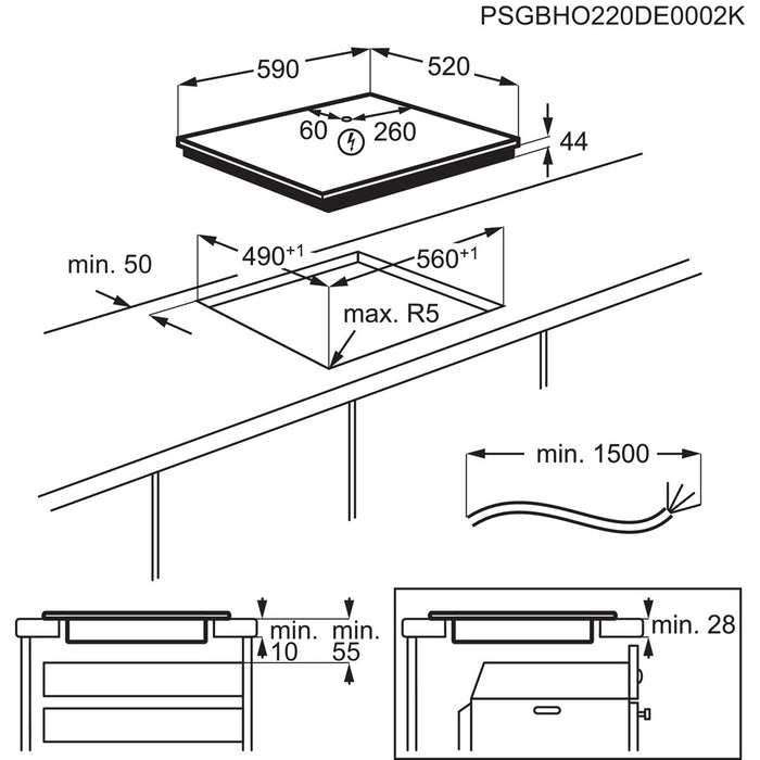 Electrolux EIV64453 Черен Вграден индукционен котлон 60 см Зона 4 зона(и)