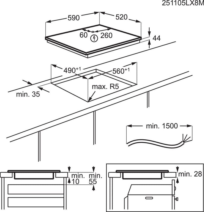 Electrolux EIV64453 Черен Вграден индукционен котлон 60 см Зона 4 зона(и)