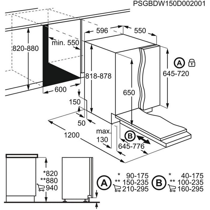 Съдомиялна машина за вграждане Electrolux EEQ47210L , 13 комплекта, E , 600 Ш, мм
