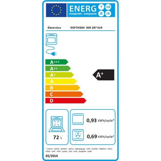 Фурна за вграждане ELECTROLUX EOF7H36H, 72 л, A+