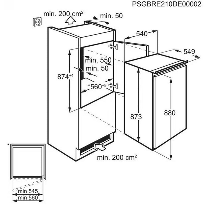 Вграден хладилник Electrolux LFB2AE88S1* , 124 l, E , Статична , Да
