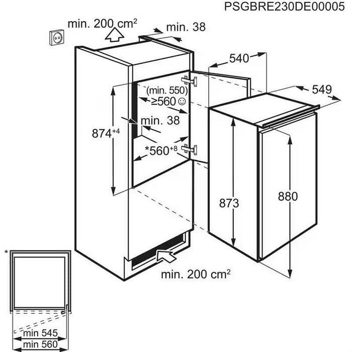 Вграден хладилник Electrolux LFB2AE88S1* , 124 l, E , Статична , Да