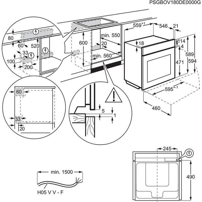 Фурна за вграждане ELECTROLUX LOF4P06BK, 65 л, SurroundCook®, Пиролиза, А+