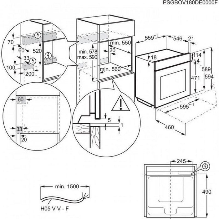 Фурна за вграждане ELECTROLUX LOF4P06BK, 65 л, SurroundCook®, Пиролиза, А+
