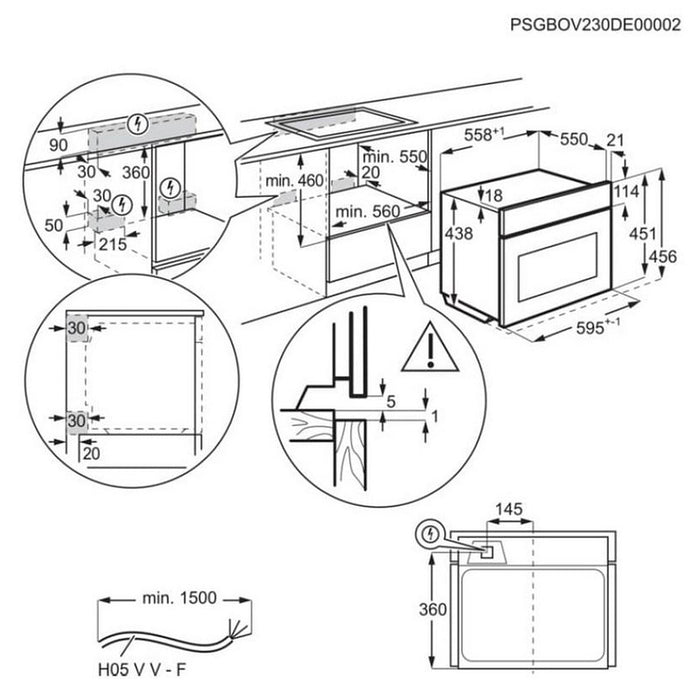 Комбинирана фурна за вграждане с микровълнова функция ELECTROLUX LVL8E09Z, 44 л, Combiquick®
