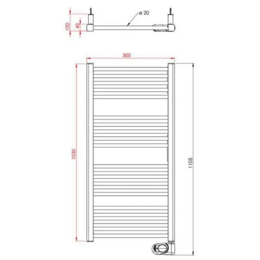 Eлектрическа лира за баня TEDAN Noor black 750 W 505x1105mm