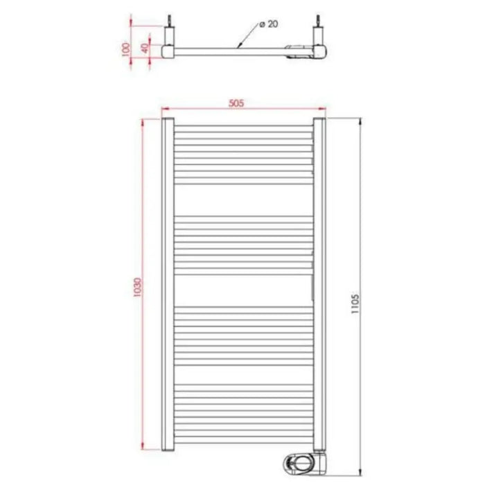 Eлектрическа лира за баня TEDAN Noor black 750 W 505x1105mm