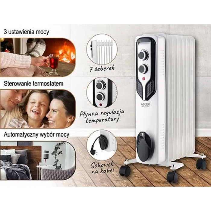 Електрически нагревател Adler AD 7815 Indoor White 1500 W
