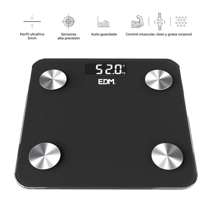 Електронен кантар за баня EDM 07613 Body Composition Черен