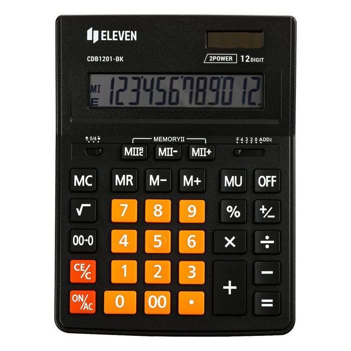 Калкулатор Eleven - CDB1201BK-OR, черен/оранжев