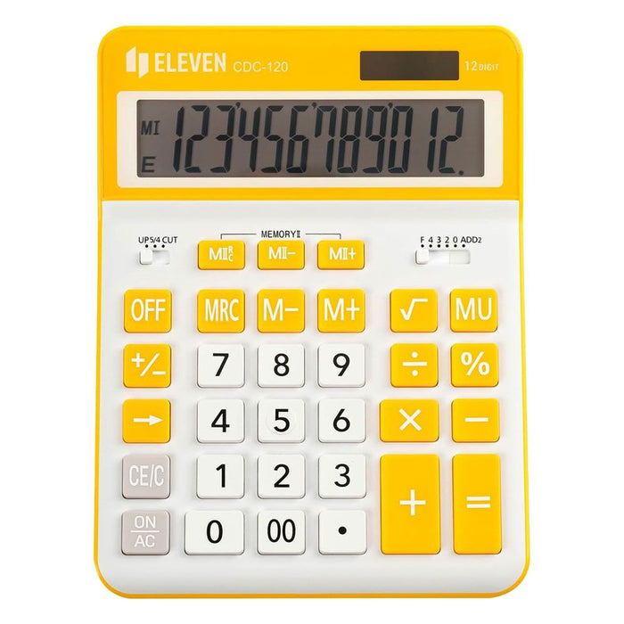 Калкулатор Eleven - CDC120WH-OR, бял/жълт