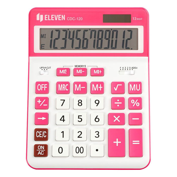 Калкулатор Eleven - CDC120WH-RD, бял/розов