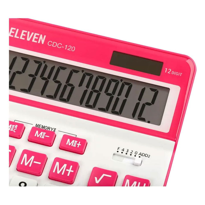 Калкулатор Eleven - CDC120WH-RD, бял/розов