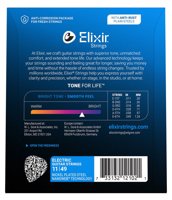 Elixir 12102 Medium (11-49) NW - струни за електрическа китара