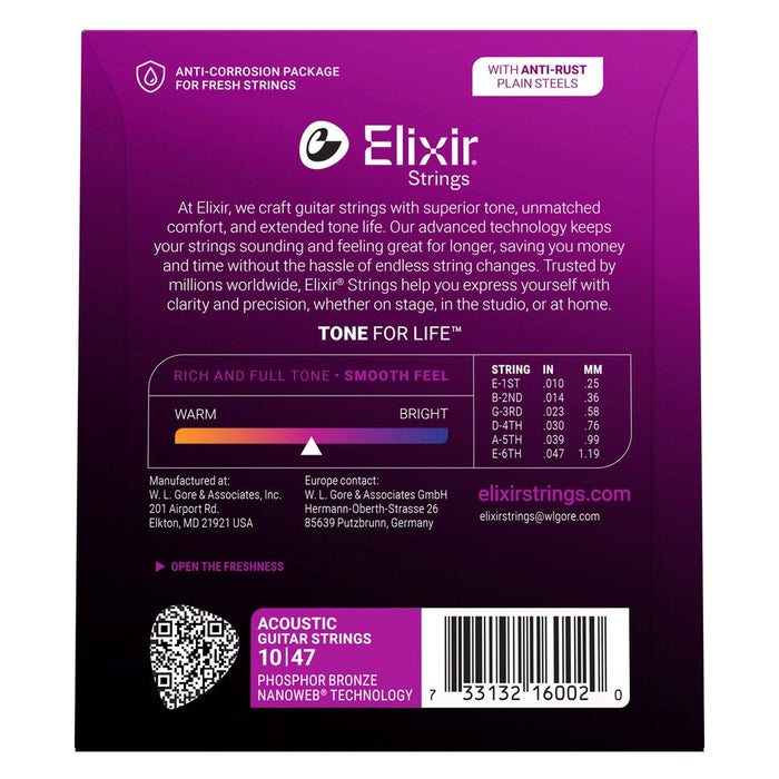 Elixir 16002 Phosphor Bronze Extra Light NW - струни за акустична китара (10–47)