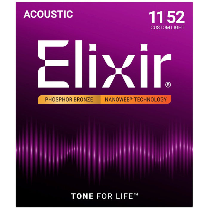 Elixir Strings 16027 Phosphor Bronze Custom Light NW - струни за акустична китара (11-52)