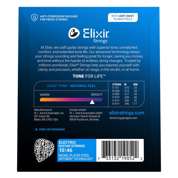 Elixir 19052 Optiweb Light - струни за електрическа китара (10–46)