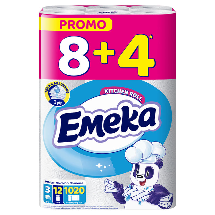 КУХНЕНСКА ХАРТИЯ 3 ПЛАСТА 8+4БР WHITE EMEKA