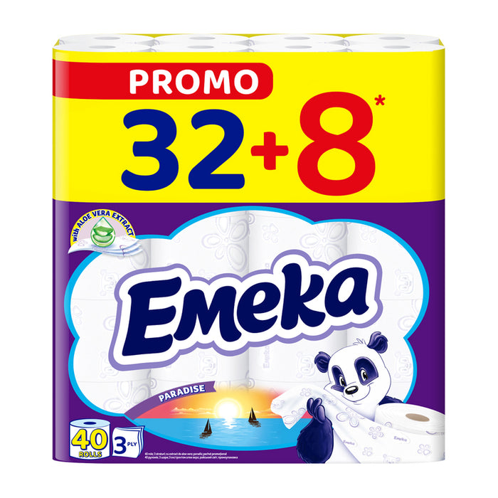 ТОАЛЕТНА ХАРТИЯ 3 ПЛАСТА PARADISE 24+6БР EMEKA