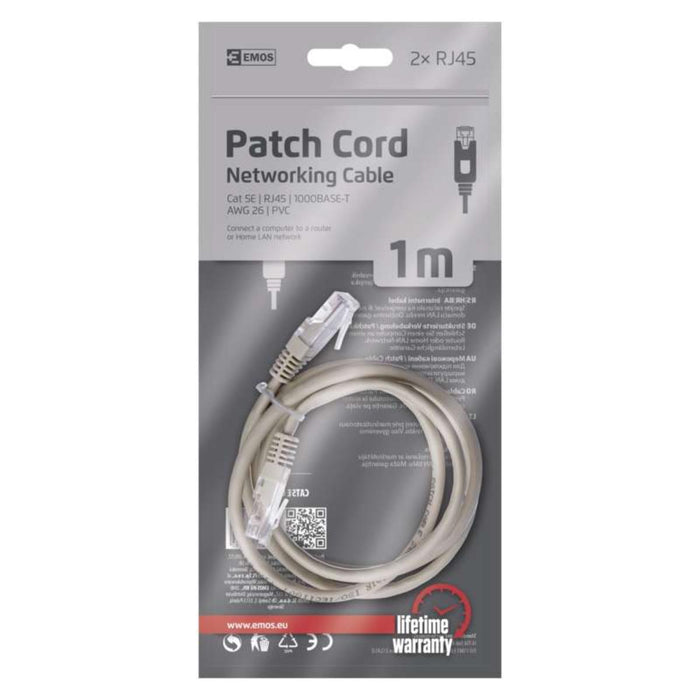 КАБЕЛ UTP ПАЧ CAT5E 1М  S9122 EMOS