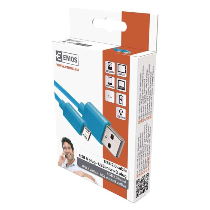 МИКРО USB КАБЕЛ 2.0, 1М СИН