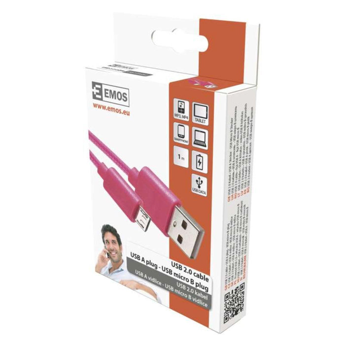 МИКРО USB КАБЕЛ 2.0,1М РОЗОВ