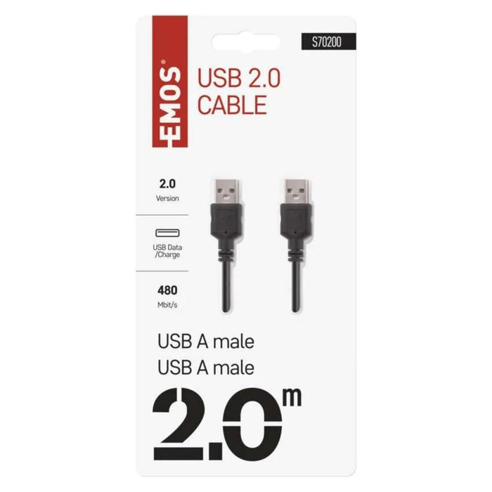 USB КАБЕЛ 2.0 USB А МЪЖКИ 2М ЧЕРЕН EMOS
