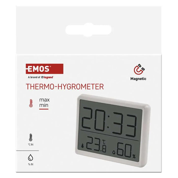 ДИГИТАЛЕН ТЕРМОМЕТЪР С ХИГРОМЕТЪР БЯЛ EMOS E6210