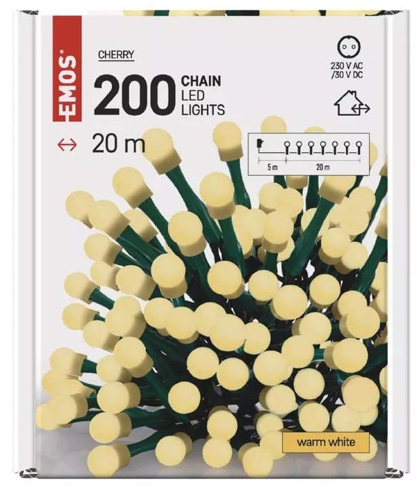 LED лампички Emos - Cherry Timer, 200 броя, 6W, 20 m