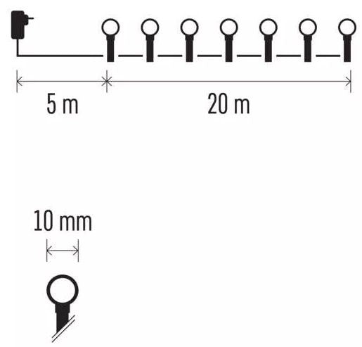 LED лампички Emos - Cherry Timer, 200 броя, 6W, 20 m