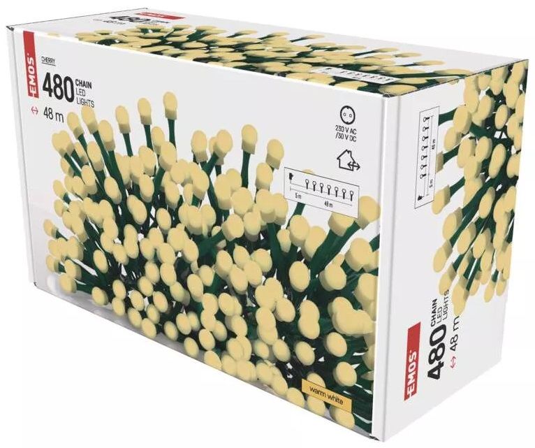 LED лампички Emos - Cherry Timer, 480 броя, 9W, 48 m